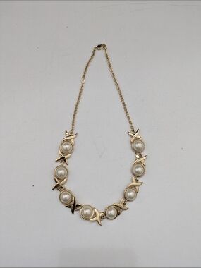 Gold Plated Pearl Accent Necklace - Elegant Women Jewelry